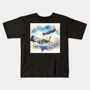 Fantasy illustration of WWII aircraft in battle Kids T-Shirt